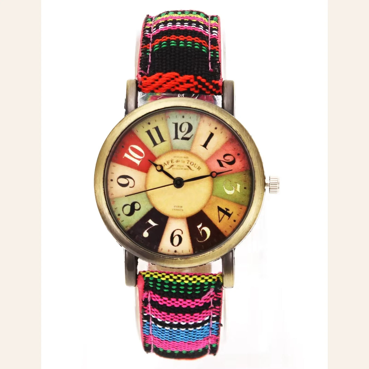 Nora Boho Watch with rose pink woven strap