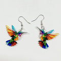Rainbow hummingbird drop earrings