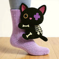 Bones the Cat hand-knit cosy sock